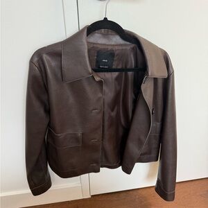 Mango Chocolate Brown Leather Jacket